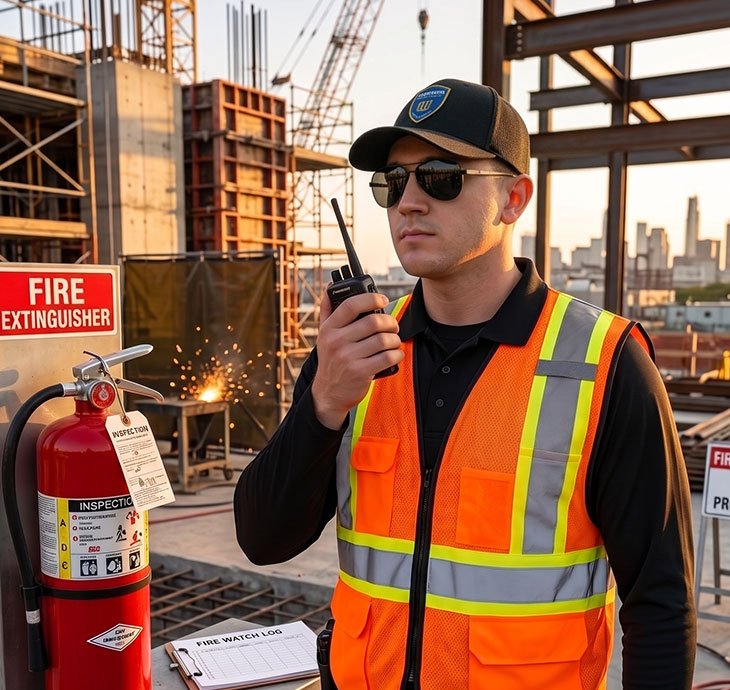 Construction fire watch and fire-risk monitoring